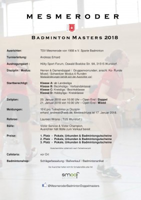 Ausschreibung Mesmeroder Badmintonmasters 2018